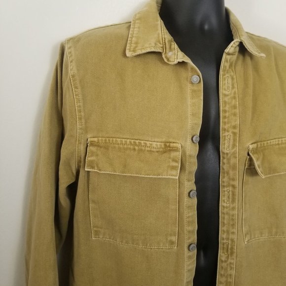 Zara Man Denim Overshirt Jacket Khaki Medium - Picture 5 of 8
